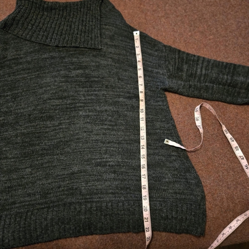 Maty M Women's Sweater Asymmetrical Envelope Cowl Neck Dark Grey Knit Size Large - Picture 5 of 6